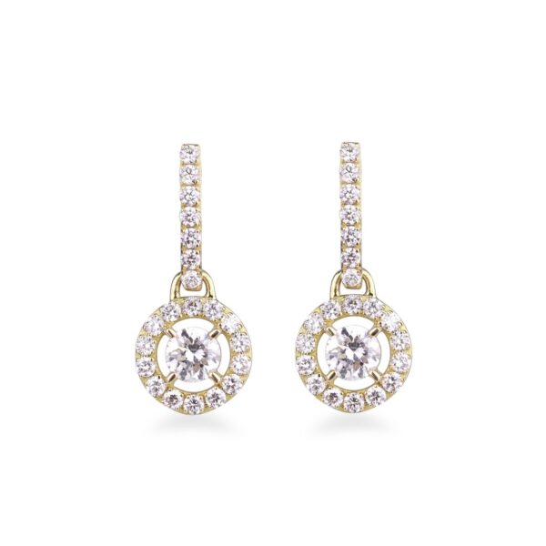 Boucles d'oreilles pendantes diamants et or jaune