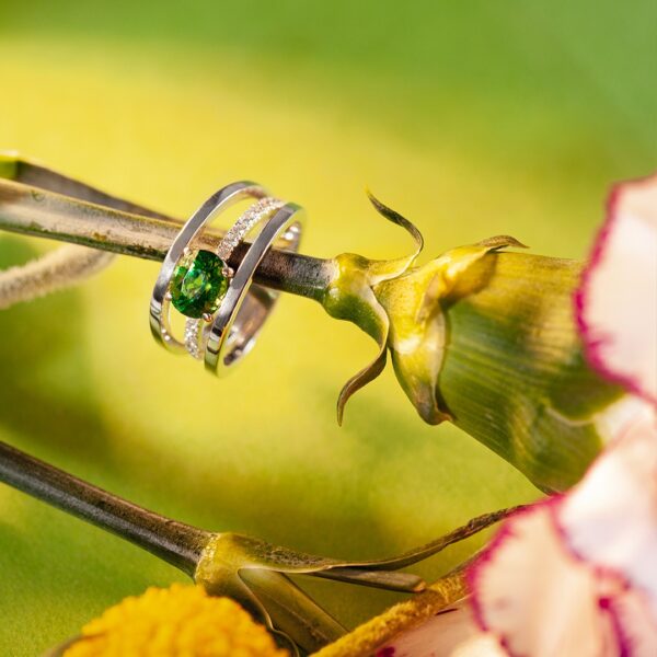 Bague tourmaline diamants or blanc