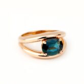 Bague saphir bleu vert or rose Boccadilupo