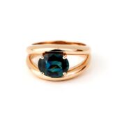 Bague saphir bleu vert or rose Boccadilupo