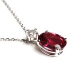 Pendentif tourmaline rose ovale diamant