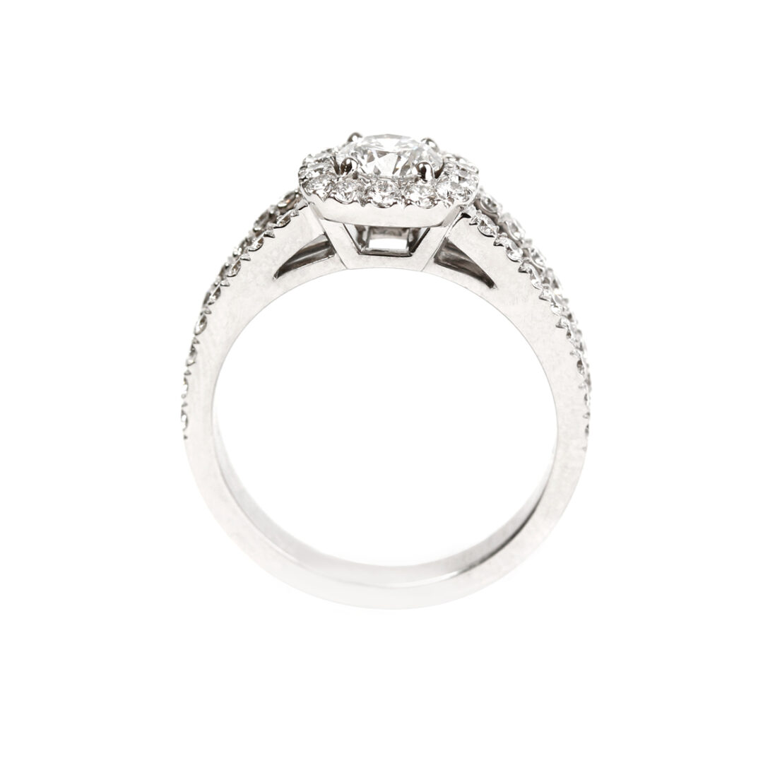 Bague fiançailles Solitaire diamants et or blanc