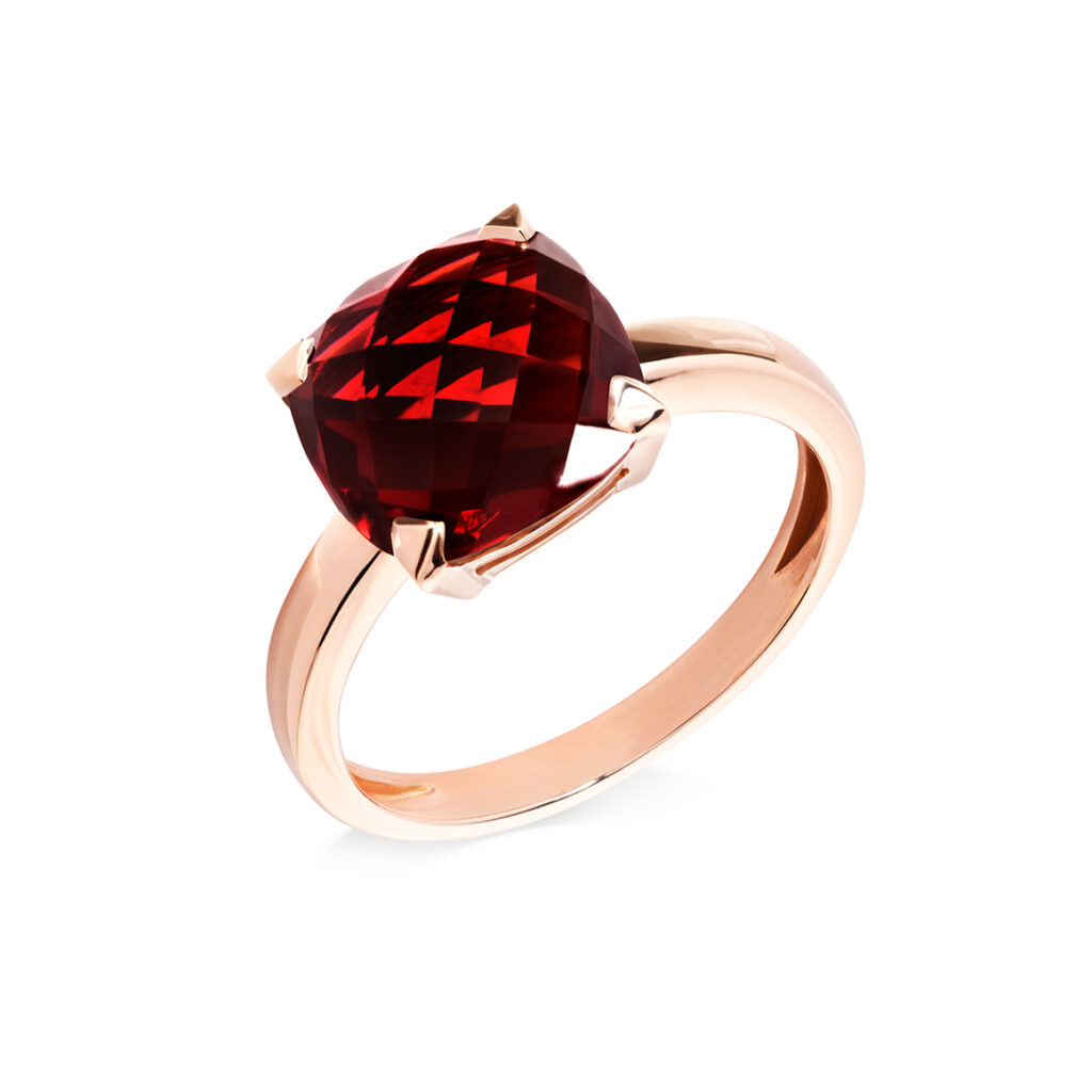 Bague grenat et or rose 18 K collection Poppy Blue par Cesare Pompanon