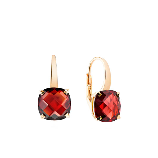 Boules d'oreilles grenat et or rose 18 K collection Poppy Blue par Cesare Pompanon