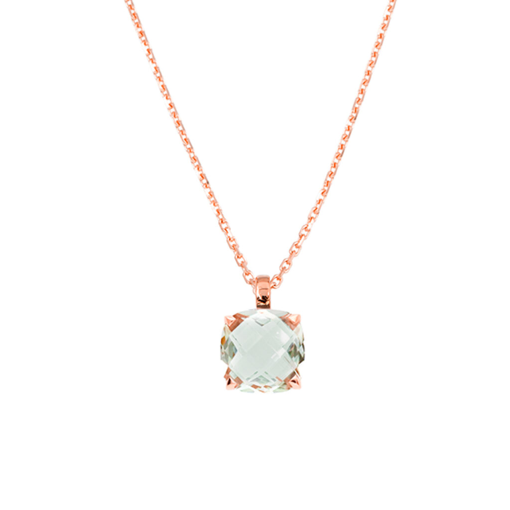 Pendentif prasiolite et or rose 18 K collection Poppy Blue par Cesare Pompanon