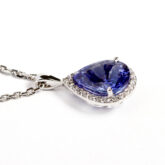 Pendentif tanzanite poire entourage diamants Compagnie des Gemmes