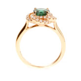 Bague tourmaline verte diamants or rose 18K forme fleur