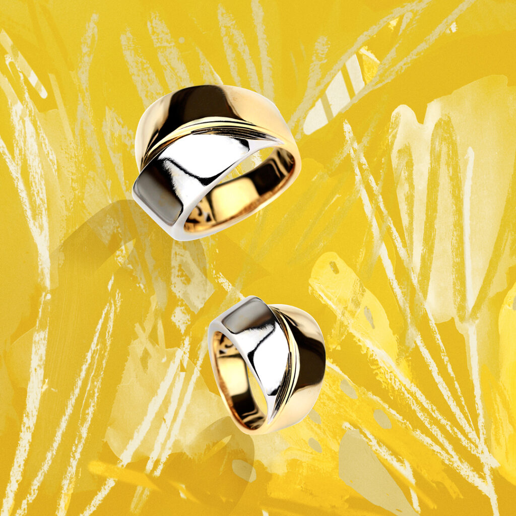Bague or blanc or rose