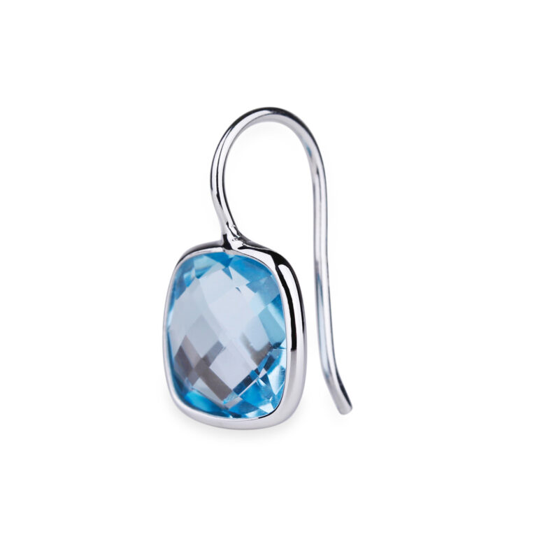 Boucles D'oreilles Puces En Or 18 Carats (750) Avec Topaze Bleue Coeur - Occasion