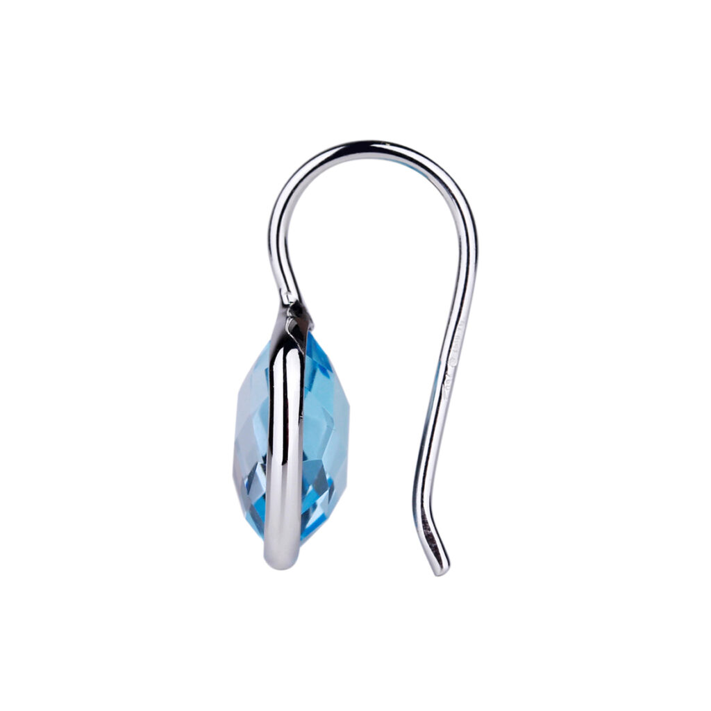 Boucles D'oreilles "visage" En Jade Bleu Et Topazes Bleues - Monture Argent 925 - Neuf Sans Emballage
