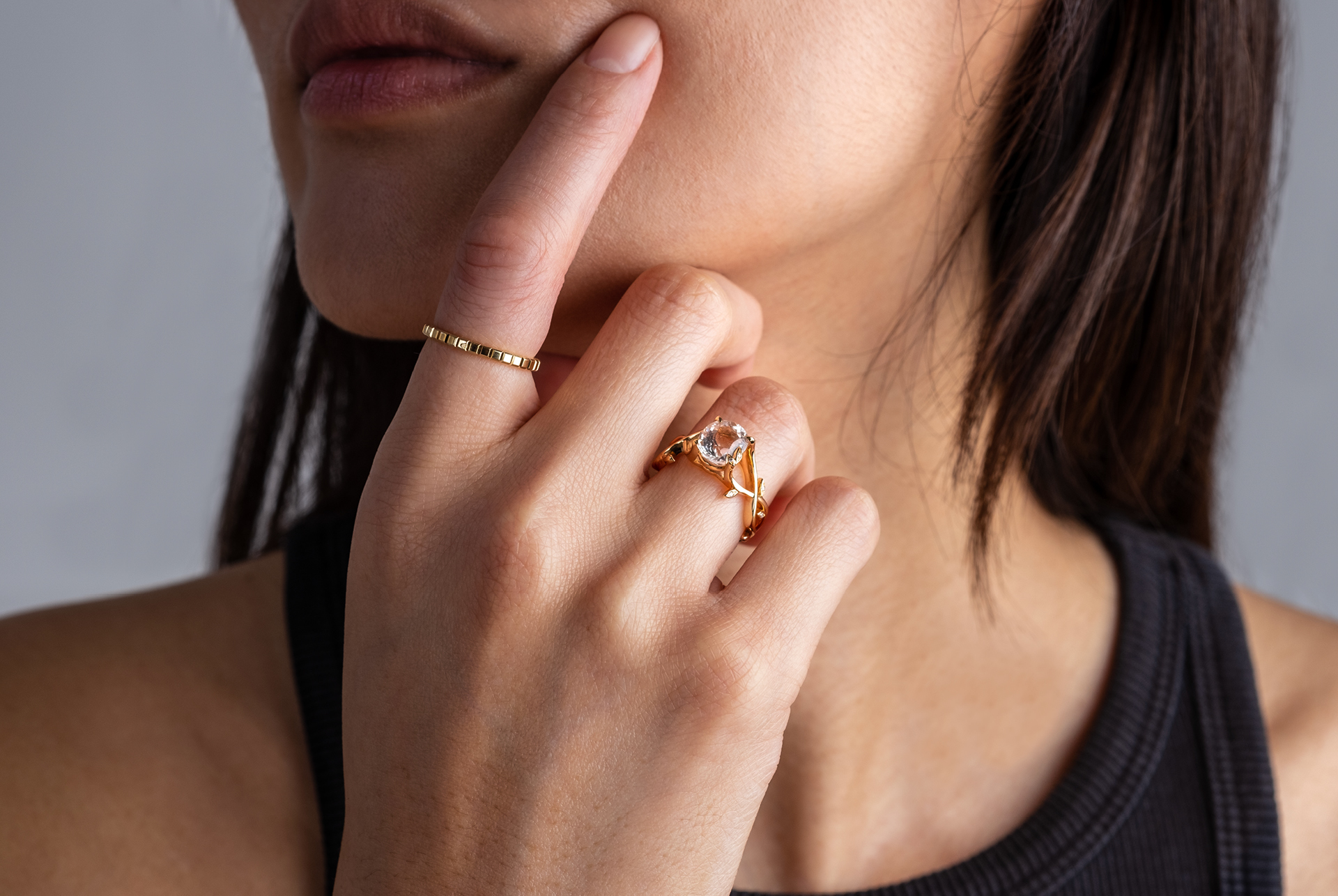 Bague Jardin topaze impériale or rose 18K Compagnie des Gemmes Joaillerie Paris
