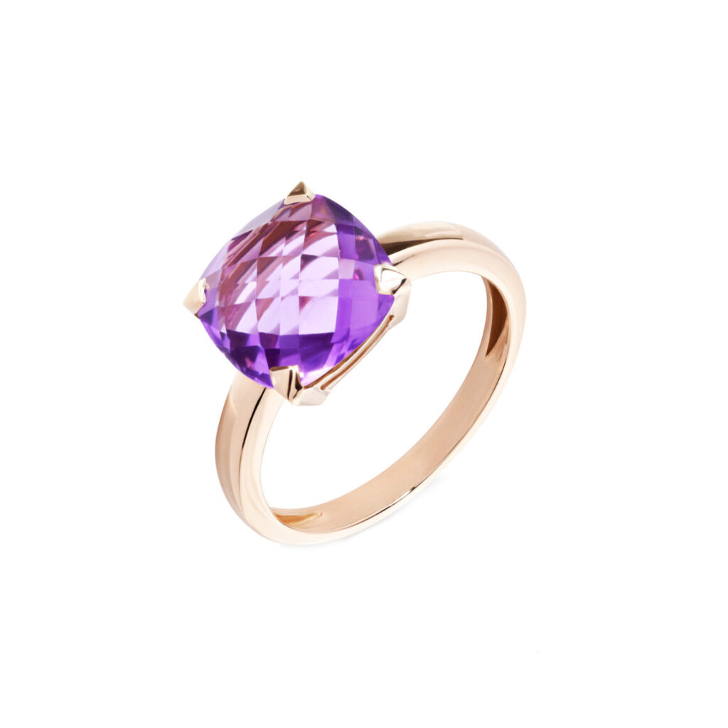 Bague améthyste et or rose Poppy Blue par Cesare Pompanon