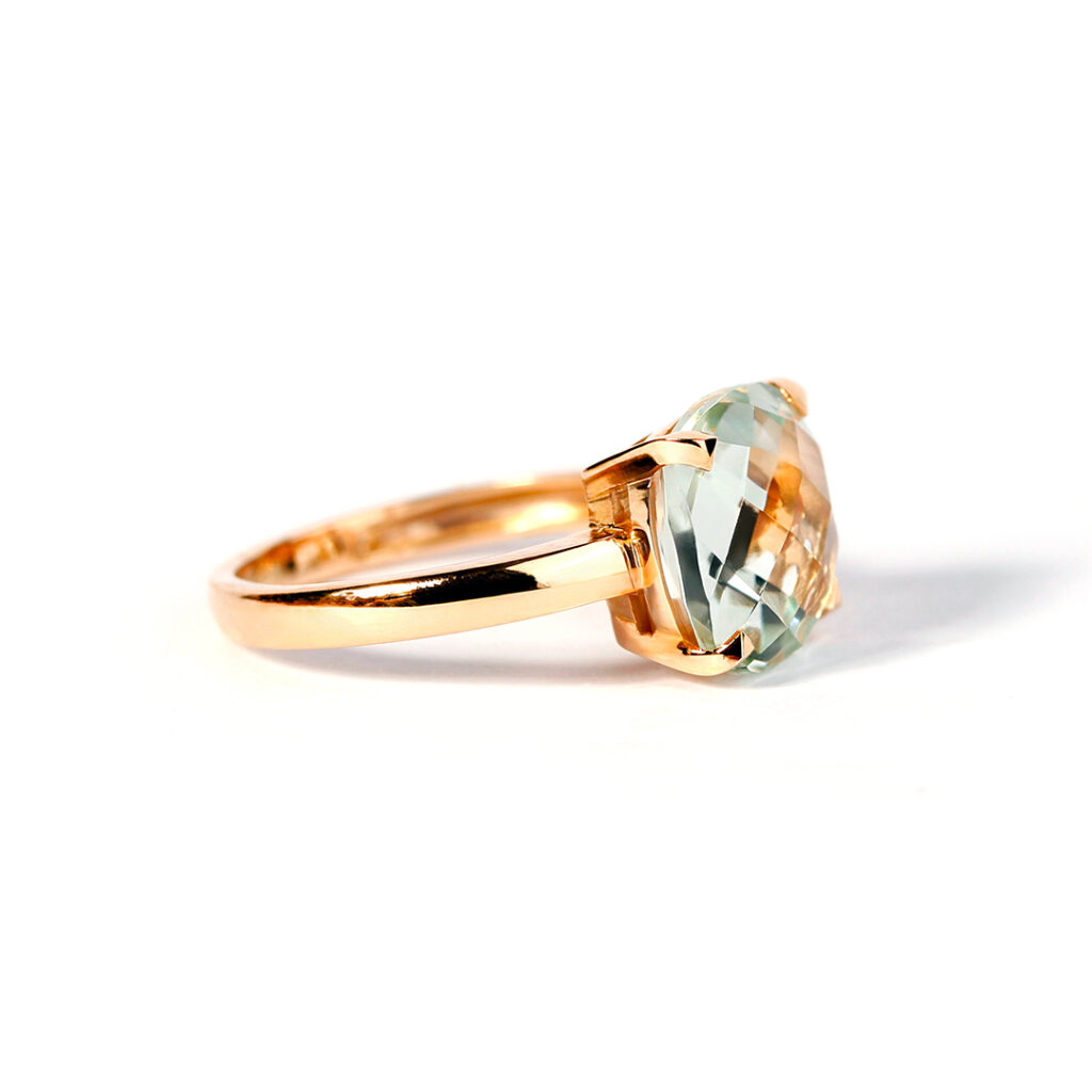 Bague En Prasiolite Et Argent 925 Taille 54 - Pierre Biseautée 12 Carats, Surélevée, Neuf Avec étiquettes