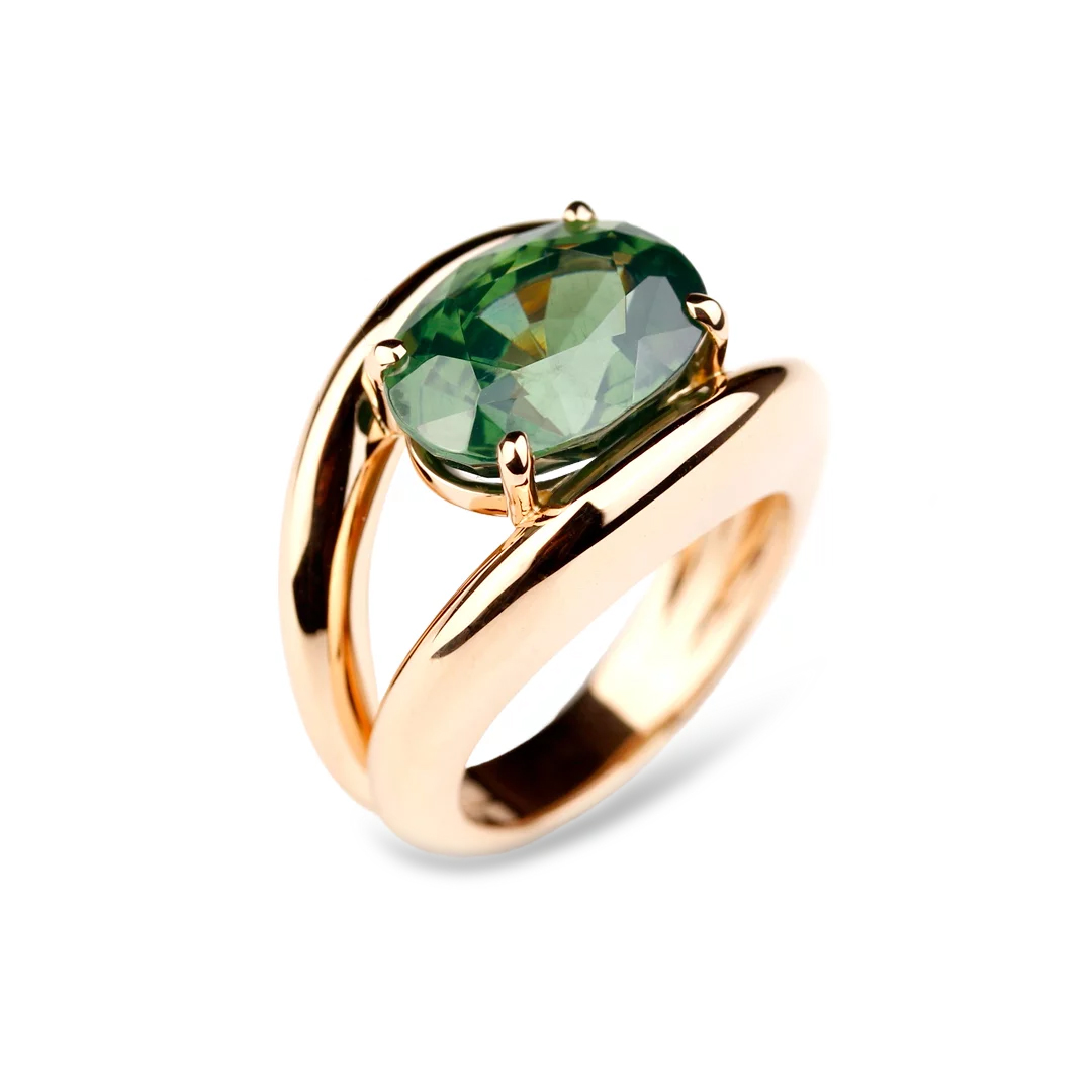 Bague Cocktail Vintage En Or Rose 18k Avec Spinelle Bleu Synthétique De 6,30 Carats - Taille 53