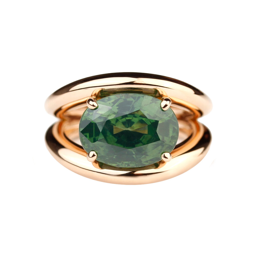 Bague zircon vert et or rose 18K collection Boccadilupo Compagnie des Gemmes Joaillier à Paris