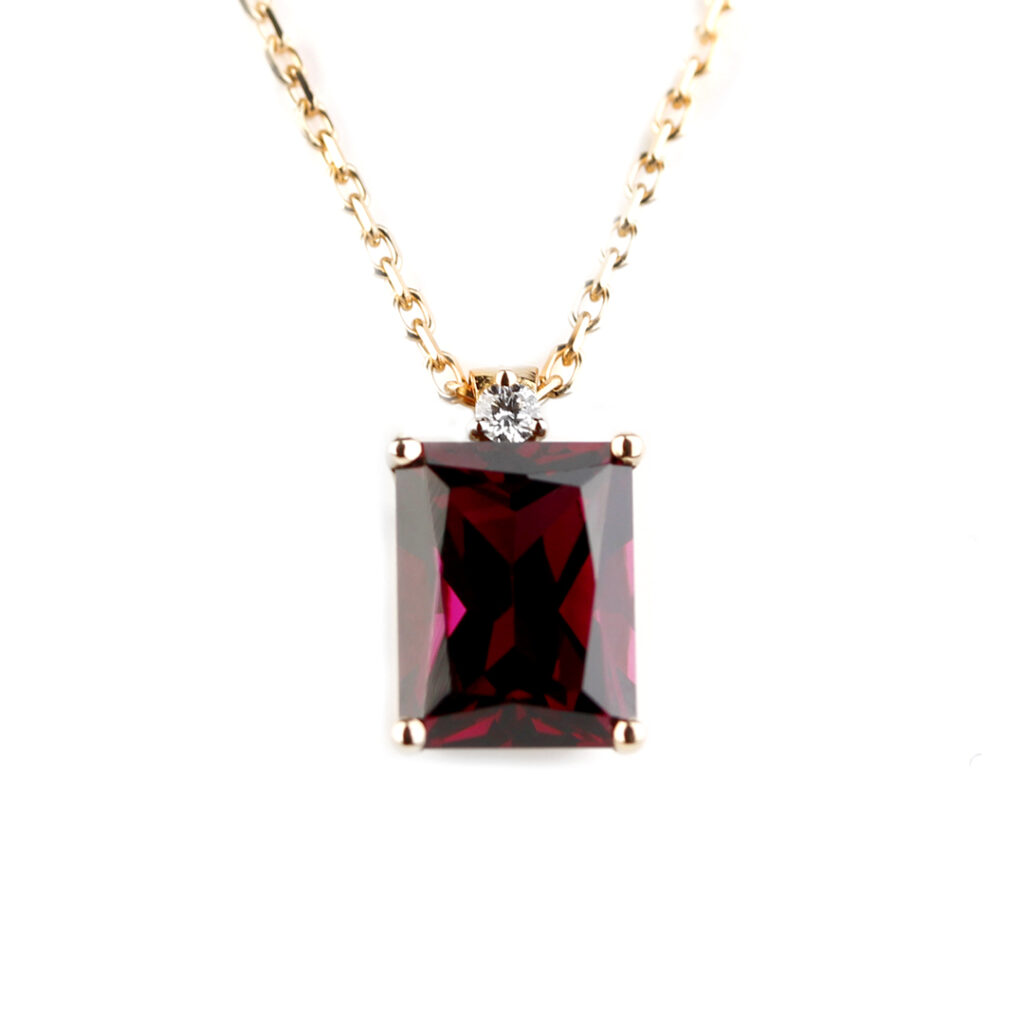 Pendentif grenat or rose Compagnie des Gemmes Joaillier Paris
