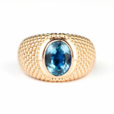Bague jonc boule aigue-marine or rose Compagnie des Gemmes joaillier à Paris