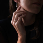 Solitaire diamants et Boucles d'oreilles diamants poire en or blanc Compagnie des Gemmes