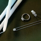 Pendentif diamants Antoinette, bague diamants Trilogie Compagnie des Gemmes Paris