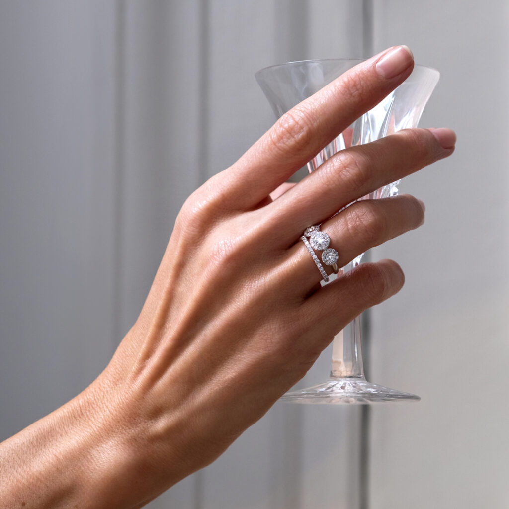 Flocon Bague diamants trilogie diamants