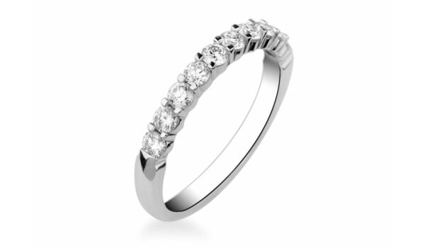 Bague alliance 10 diamants or blanc 18K Compagnie des Gemmes joaillier à Paris