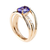 Bague tanzanite diamants or rose 18 K Collection Chenonceau Compagnie des Gemmes joaillier à Paris