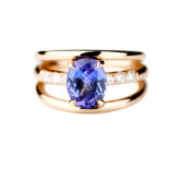 Bague tanzanite diamants or rose 18 K Collection Chenonceau Compagnie des Gemmes joaillier à Paris