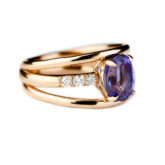Bague tanzanite diamants or rose 18 K Collection Chenonceau Compagnie des Gemmes joaillier à Paris