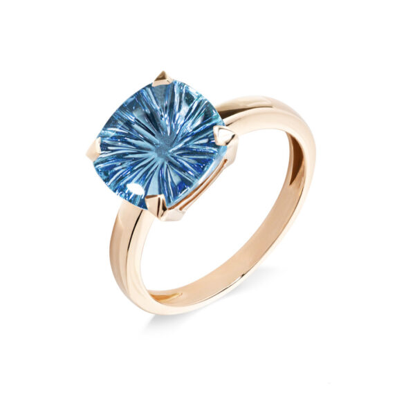 Bague topaze London blue carved et or rose collection Poppy Blue