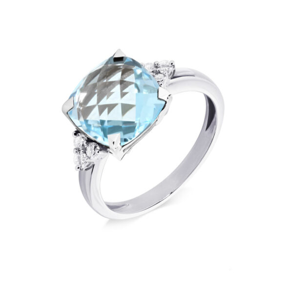 Bague topaze diamants et or rose collection Poppy Blue