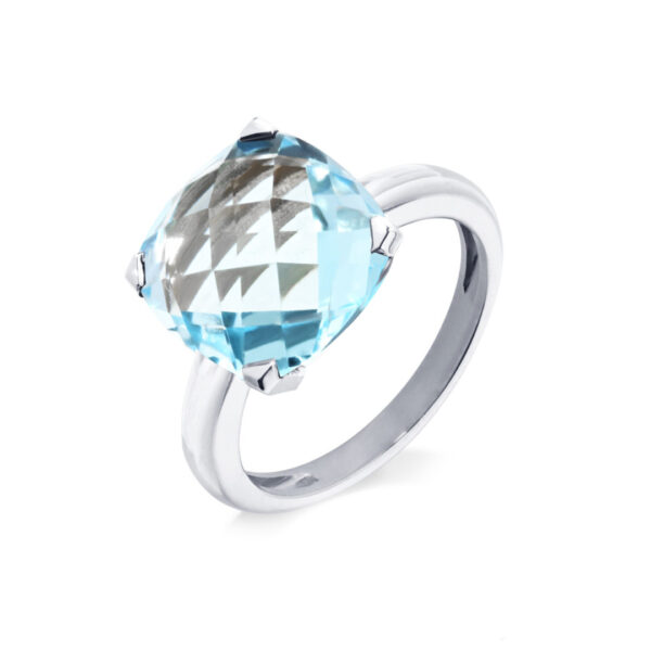 Bague topaze et or blanc 18 K collection Poppy Blue par Cesare Pompanon