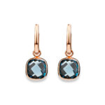Boucle D'Oreille Argent Avec Topazes Roses - Rondes, Neuf Sans Emballage, Superbe