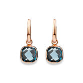 Boucles d'oreilles créoles topazes Blue London serties or rose GEM Compagnie des Gemmes
