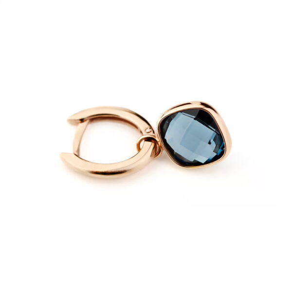 Boucles D'Oreilles Topaze Bleue 10K Or Jaune - Vintage Japon