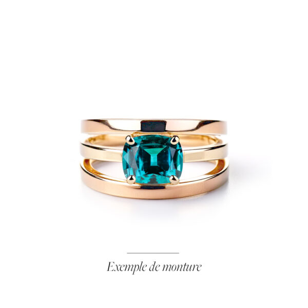 Bague Tourmaline indigolite 8,35 cts pour création de bague sur mesure à la Compagnie des Gemmes joaillier à Paris