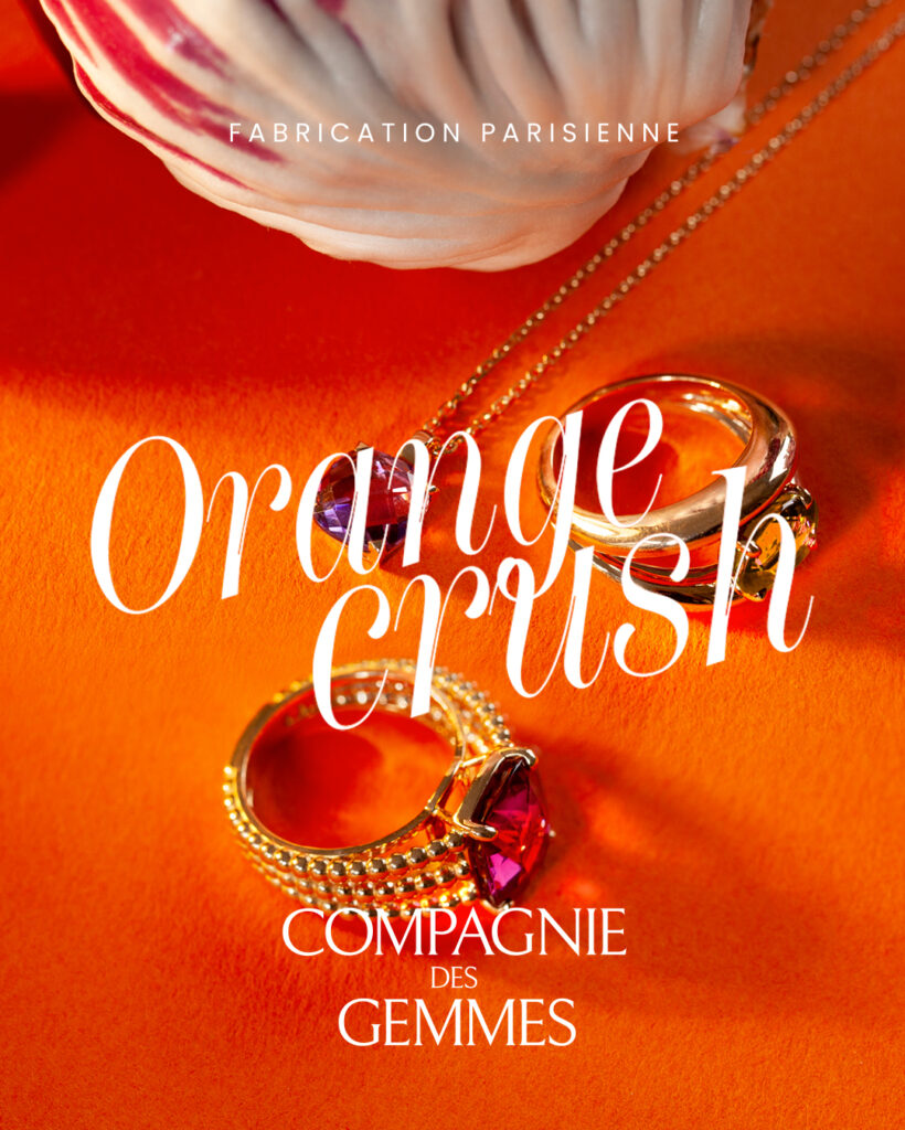 Bague pierre fine couleur orange Compagnie des Gemmes joaillier à Paris