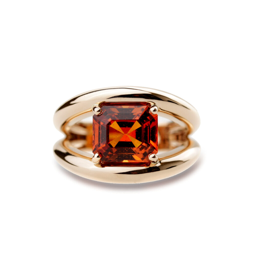 Bague grenat spessartite fabrication sur mesure dans nos ateliers parisiens