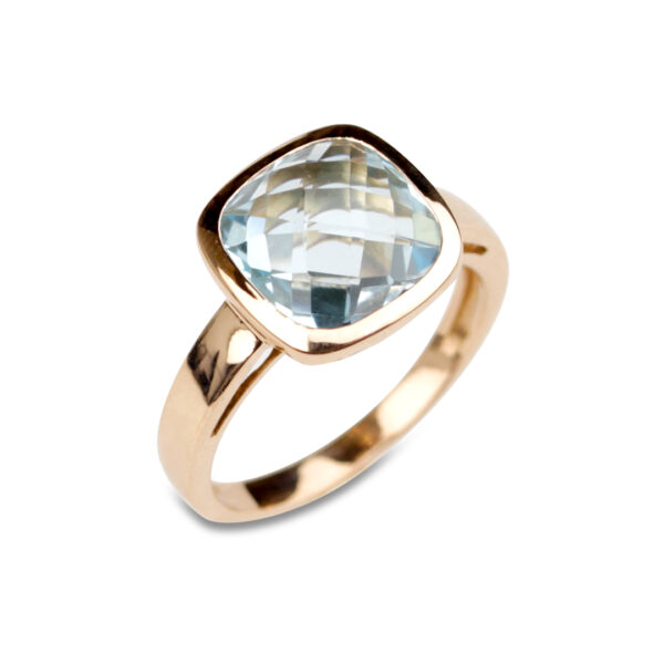 Poppy Blue bague topaze or rose