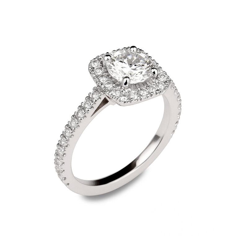Bague Solitaire Art Déco - Or Blanc 18k Et Diamant Taille Brillant 0,15 Carats - Taille 53 - Occasion