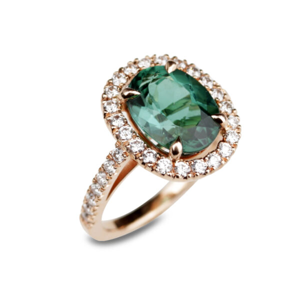 Antoinette tourmaline verte or rose