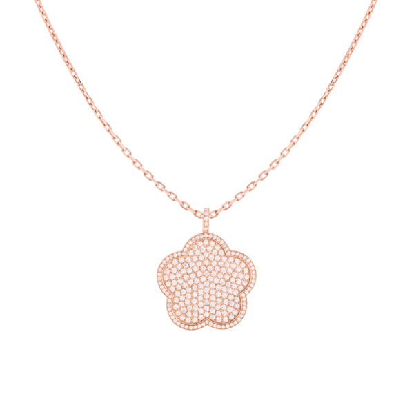 Pendentif Fiore di Mamma XL en or rose 18 K, entièrement pavé de diamants blancs naturels, création Cesare Pompanon