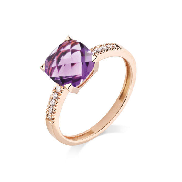 Poppy bague anneau diamants améthyste