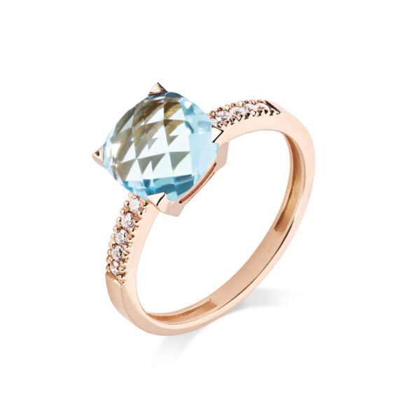 Poppy bague anneau diamants topaze Sky blue