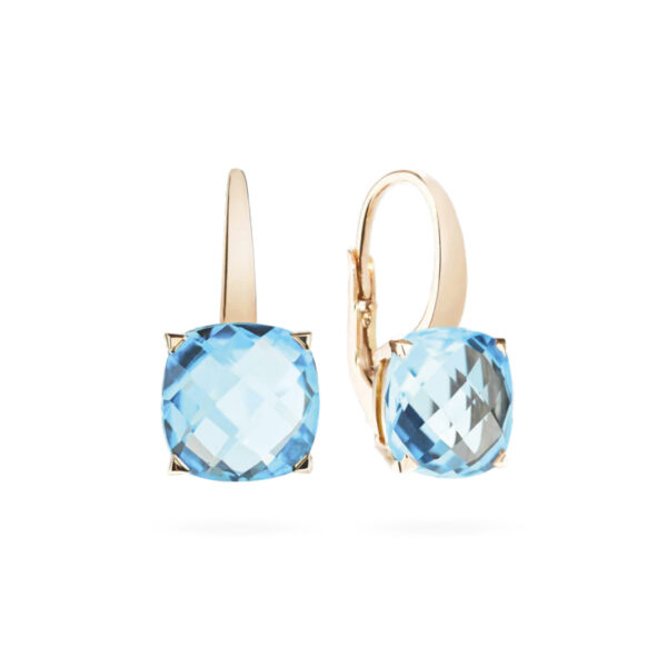Boucles d’oreilles dormeuses Poppy serties de topazes taille coussin sur or