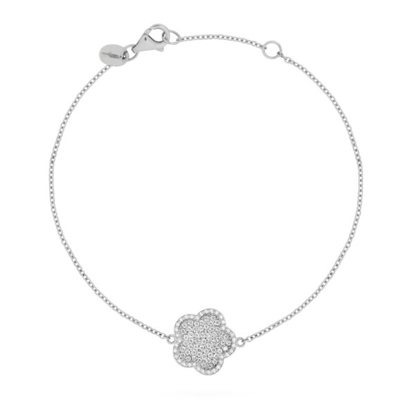 Fiore di Mamma en or blanc 18 K bracelet forme fleur orné de diamants et d’un entourage de diamants