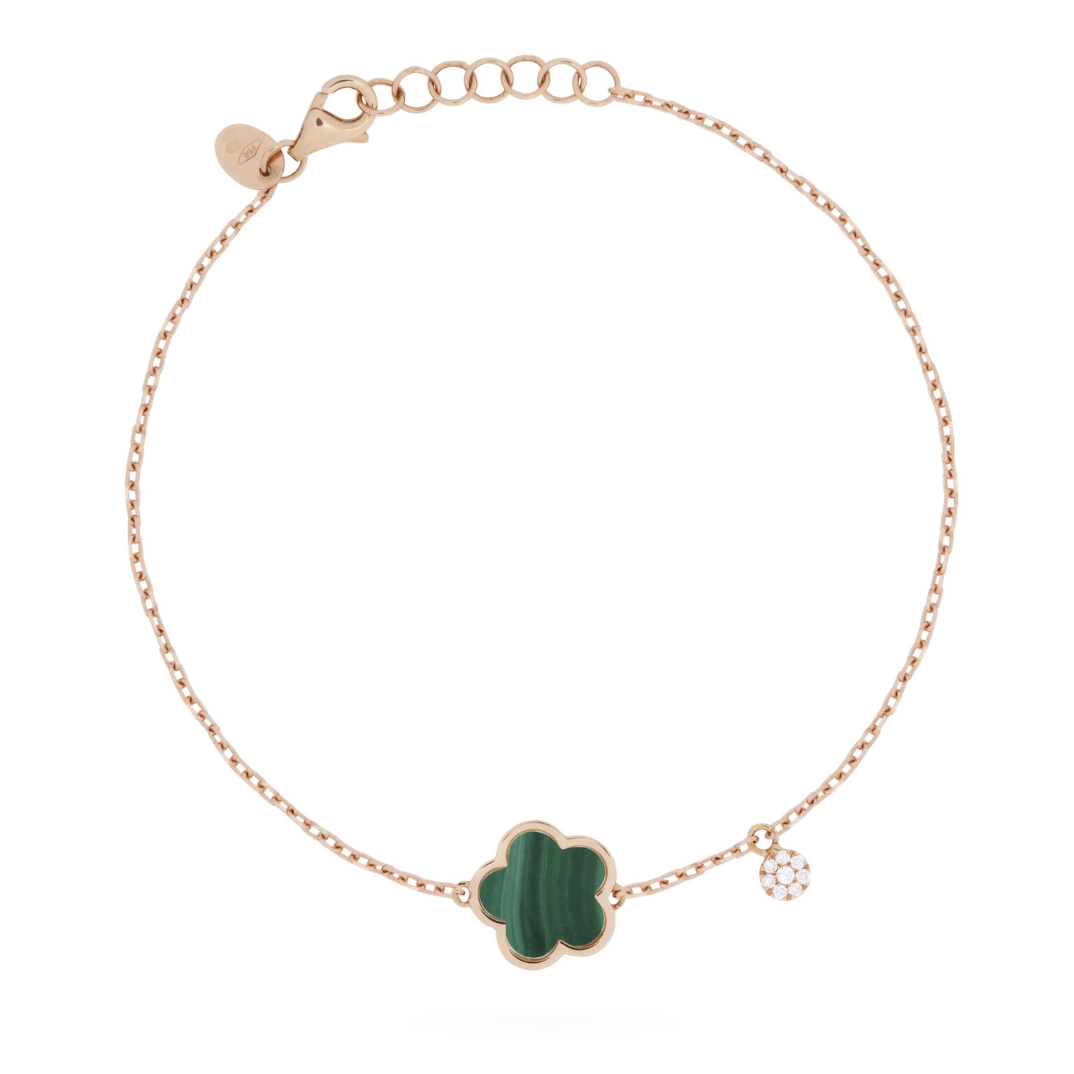 Fiore di Mamma en or rose 18 K bracelet forme fleur orné d’une malachite et d’une pastille diamants