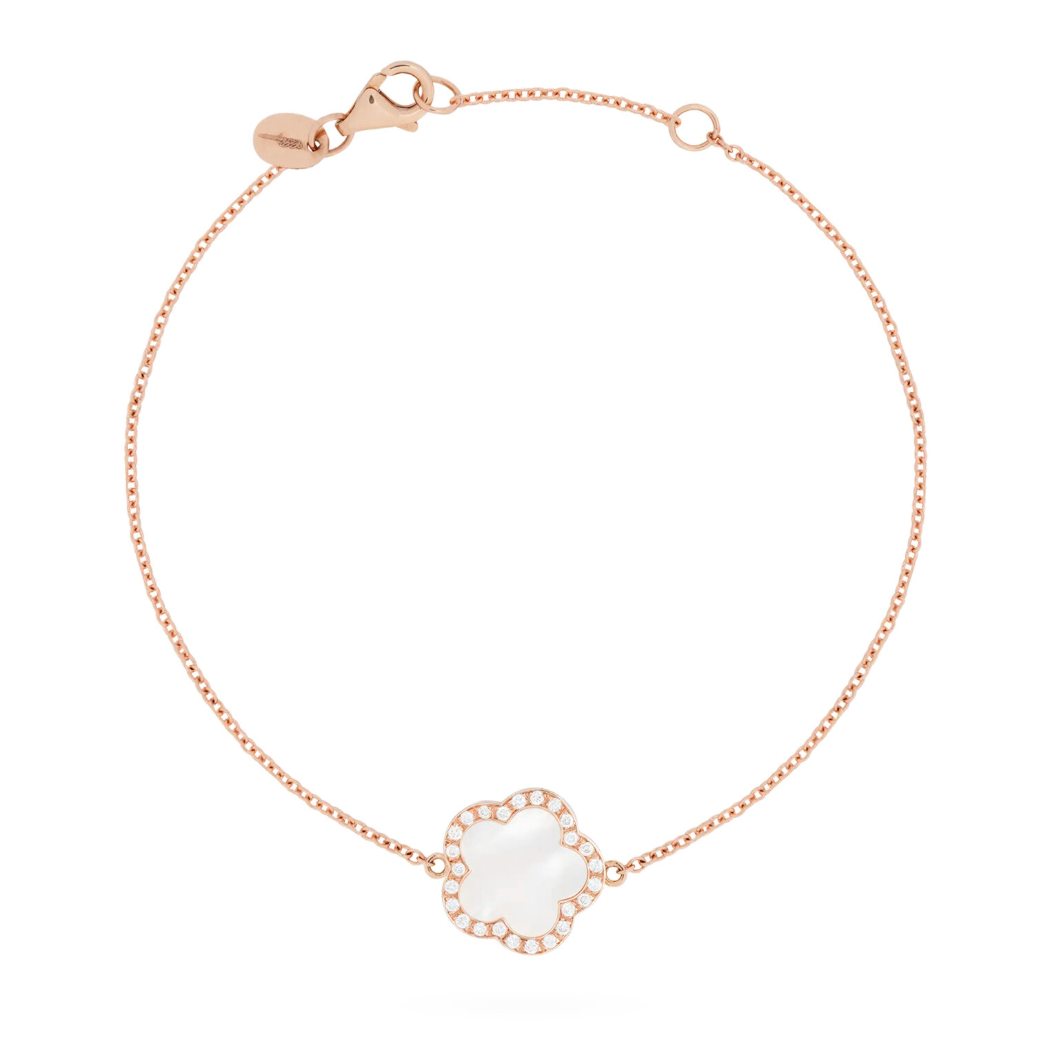 Fiore di Mamma en or rose 18 K bracelet forme fleur orné d’une nacre blanche et d’un entourage de diamants