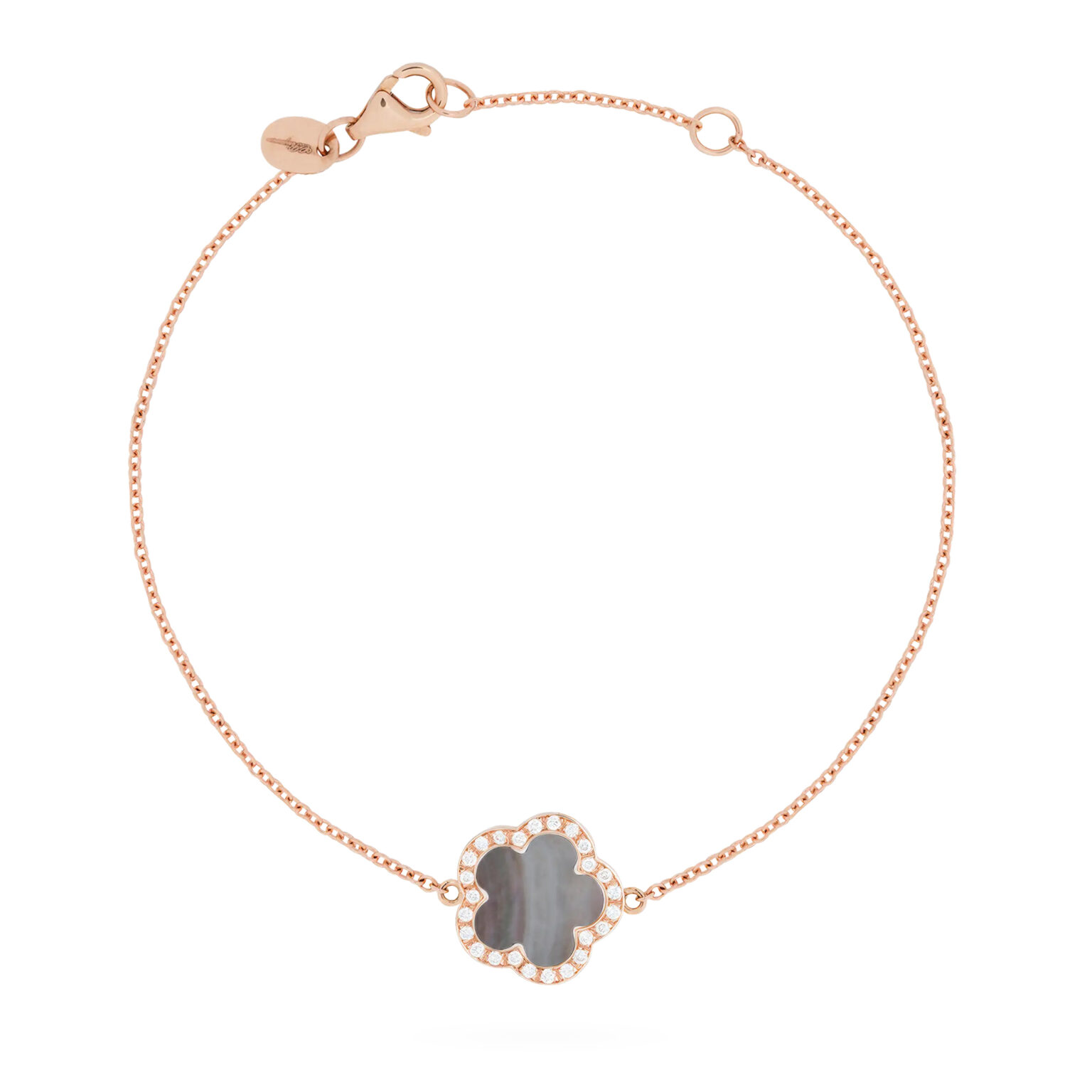 Fiore di Mamma en or rose 18 K bracelet forme fleur orné d’une nacre grise et d’un entourage de diamants