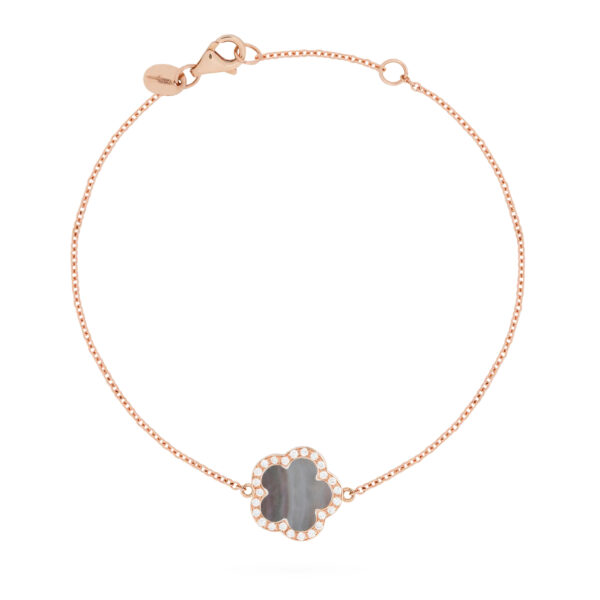 Fiore di Mamma en or rose 18 K bracelet forme fleur orné d’une nacre grise et d’un entourage de diamants