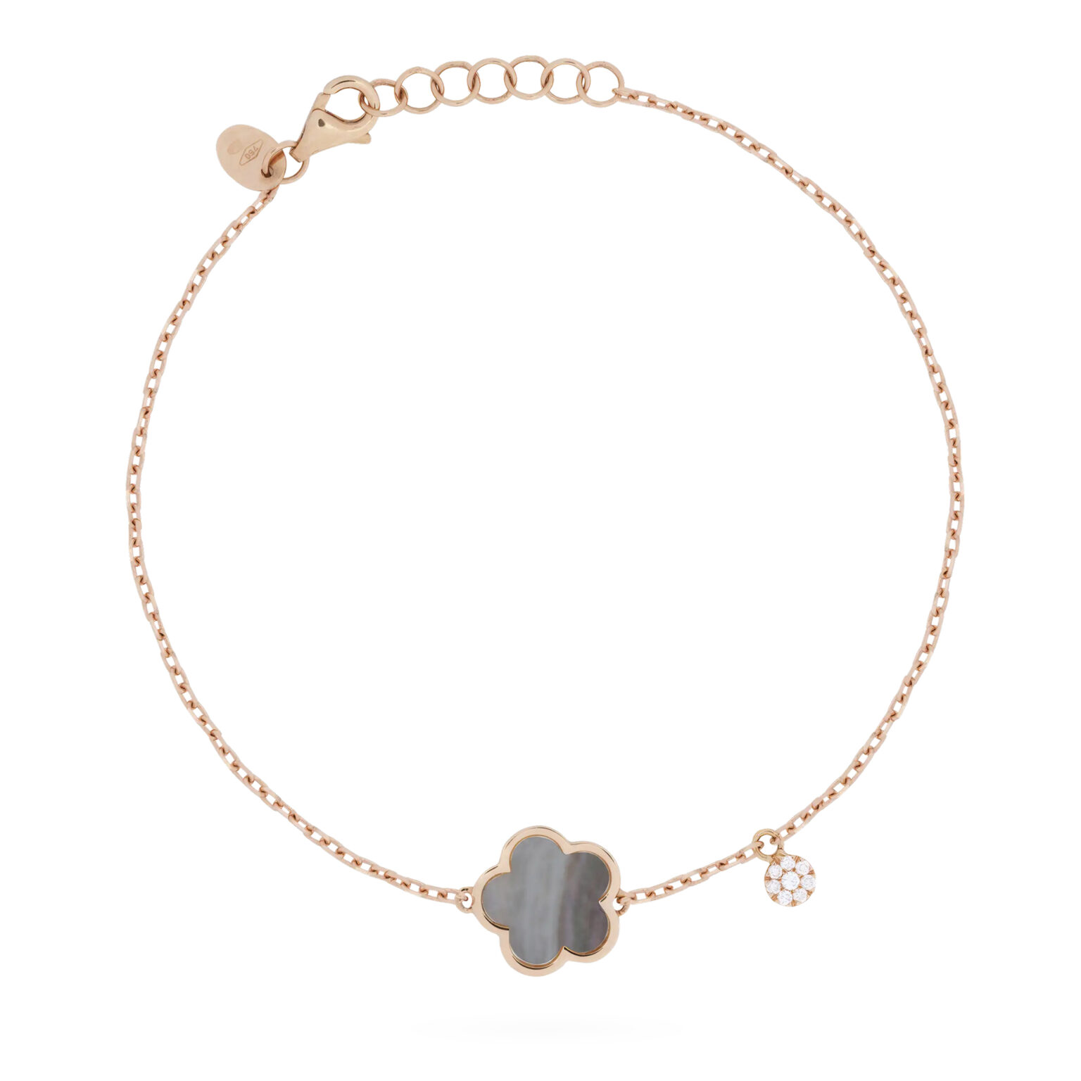 Fiore di Mamma en or rose 18 K bracelet forme fleur orné d’une nacre grise et d’une pastille diamants